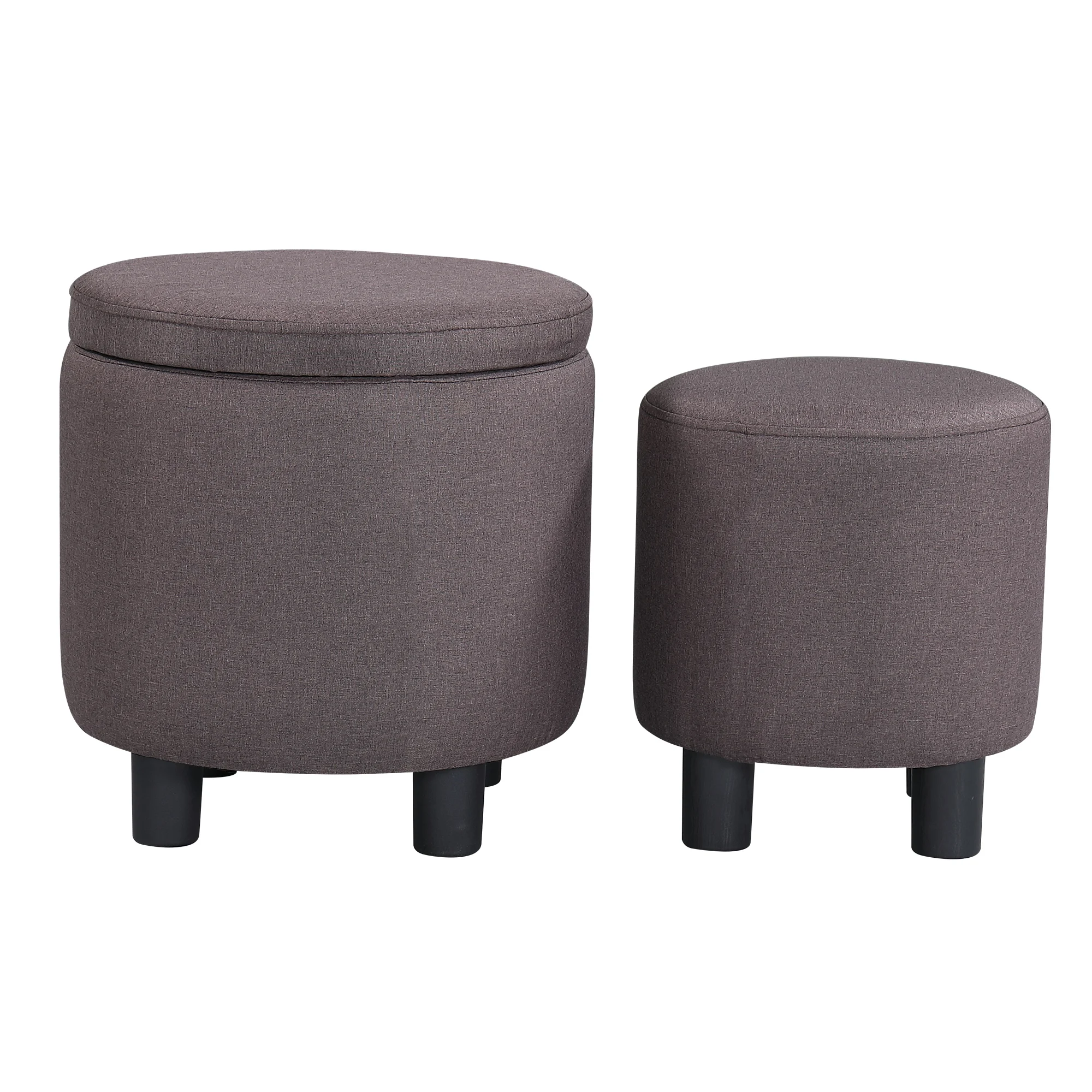 

Home Decor Upholstered Round Fabric Tufted Footrest 1+1 Ottoman, Ottoman with Storage for Living Room & Bedroom, Decorative Home