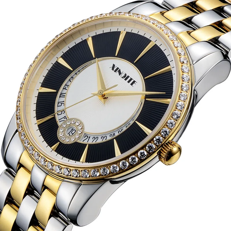 Luxury Diamend 40MM Men Automatic Mechanical Watch Stainless Steel Two Tone Male Wristwatch 3PIN