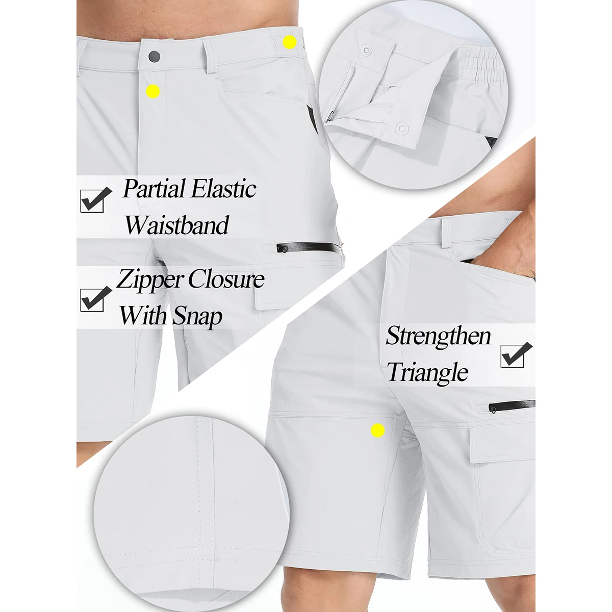 TACVASEN Wander-Cargoshorts für Herren, leicht, schnell trocknend, wasserabweisend, kurze Hose mit mehreren Taschen, Sommershorts für Herren – Detail 16