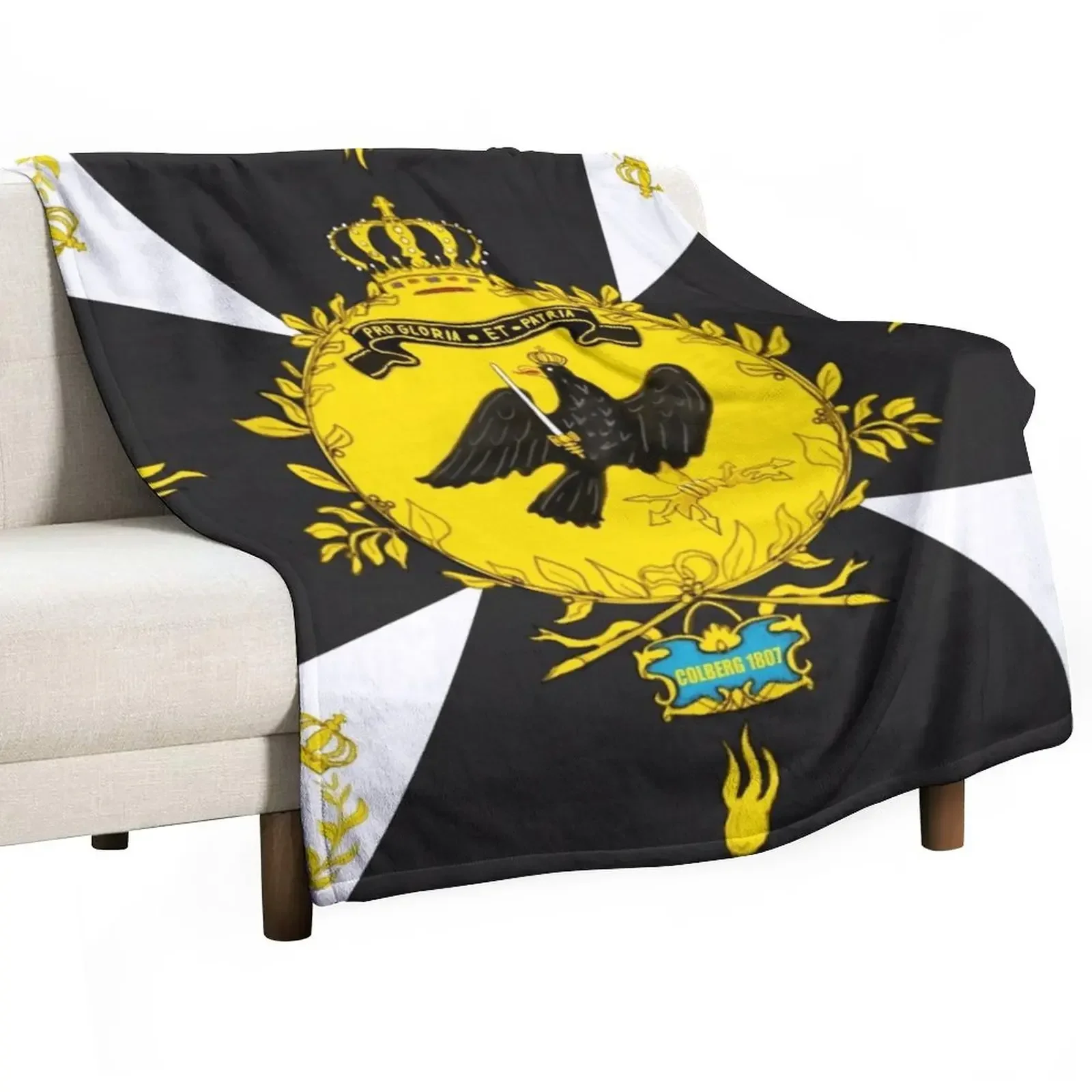 

Napoleonic Prussian flag Colberg 1807 Throw Blanket Single Thermal manga wednesday Blankets