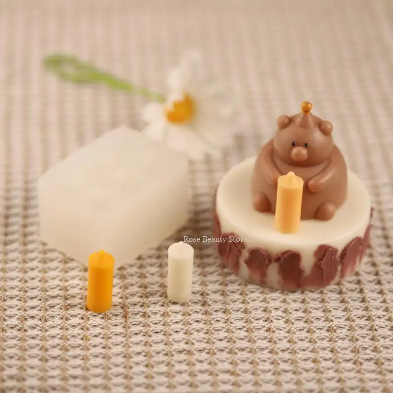 Mini Bear Silicone Candle Mold 3D Cute Bear Soap Plaster Crafts Resin Concrete Casting Valentine's Day Gift Making