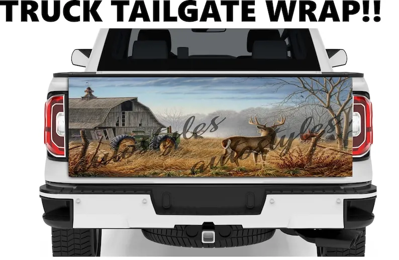 

Barn Farm Deer Hunting Graphics TRUCK Vinyl Decal Wrap for Tailgate Universal Size Tailgate Pickup Truck Vinyl Wrap