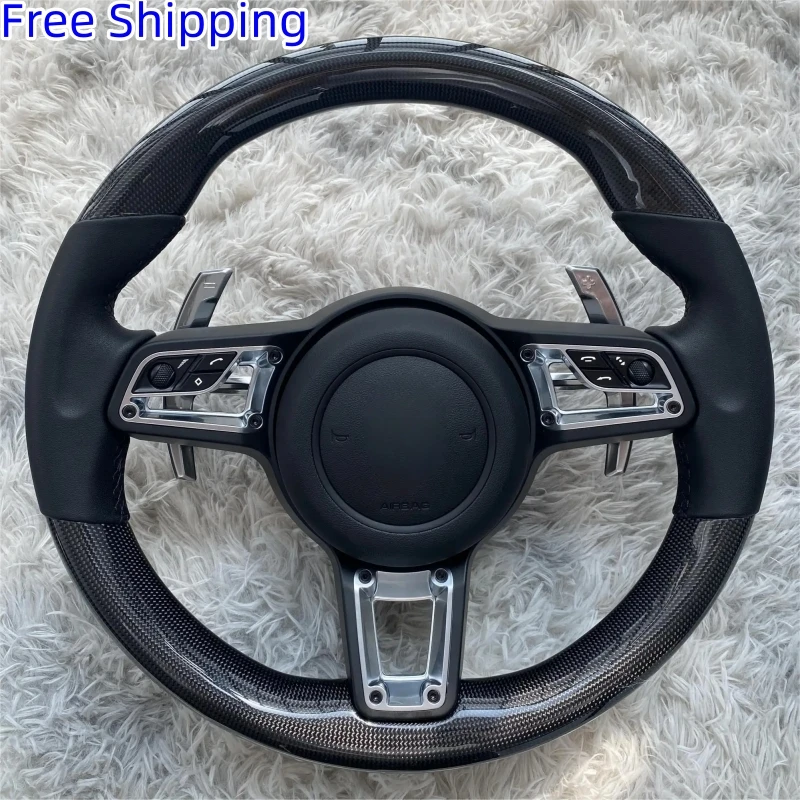 

Новое Автомобильное рулевое колесо для Porsche Macan Panamera Taycan Cayenne Cayman 718 911 918, рулевое колесо из углеродного волокна, автомобильные аксессуары