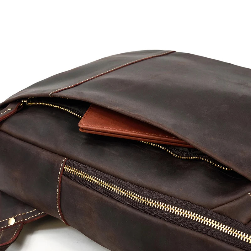 Womens Rustic Brown Leather Backpack Mens Purse