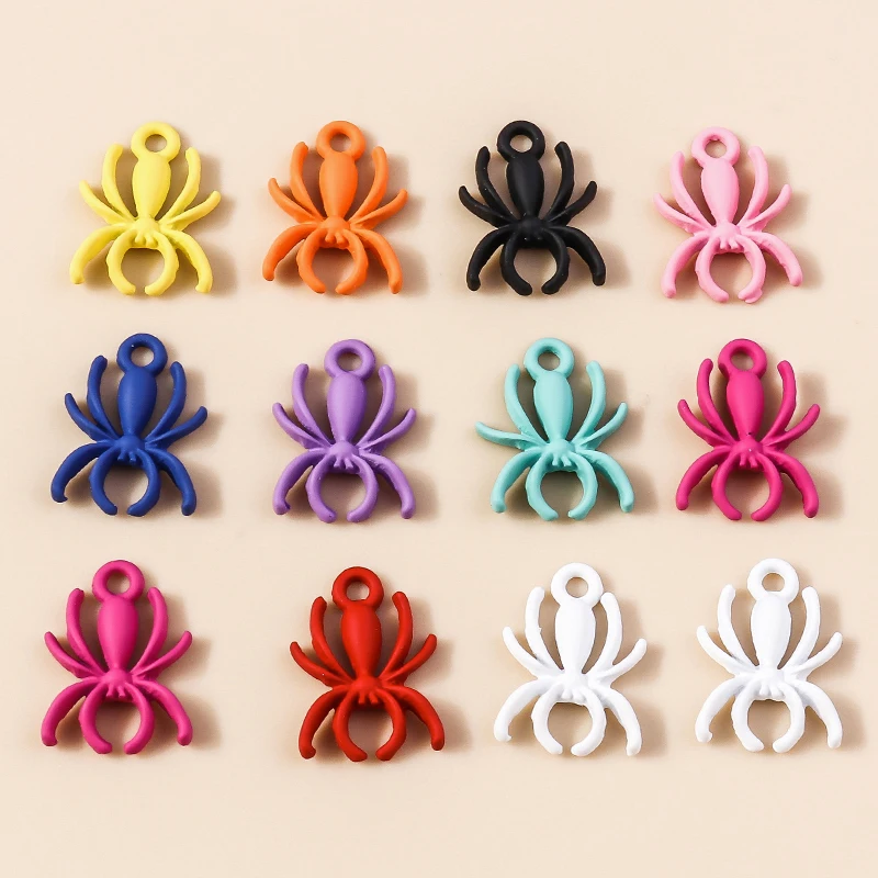 10 Uds. De dijes de Halloween de 13x17mm, colgantes de araña coloridos Steampunk para collares, pendientes, accesorios de joyería hechos a mano DIY