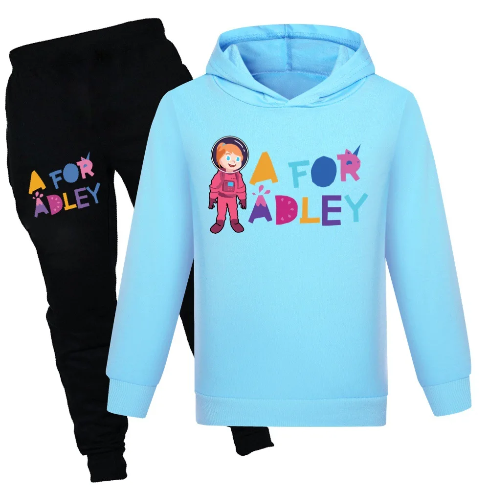 A for Adley Girls Double-Layer Thickened Hooded Sweater,Unisex Fashion Printed Pullover A for Adley Hoodie for Kids 