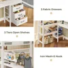 Loft Bed Twin Size with L-Shaped Desk, LED Lights,Charging Station, Twin Metal Loft Bed Frame with Fabric Drawers & Shelve 6