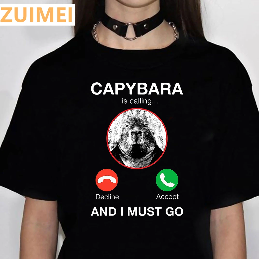 

Kapibara Capybara Funny Women Short Sleeve Tshirts Print Ladies T-shirts Top Cartoon Womens Graphic Fashion Tees T-Shirts