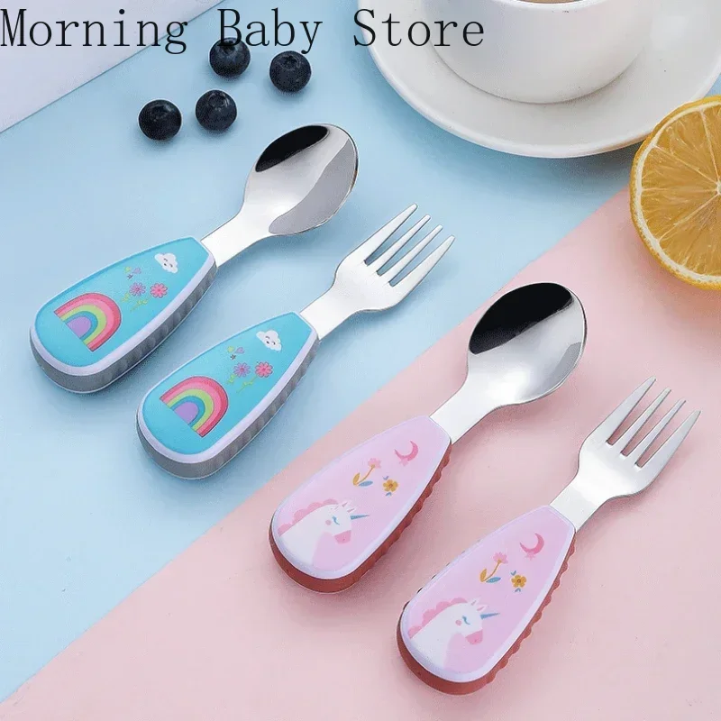 304 Stainless Steel Baby Feeding Spoon Fork Set