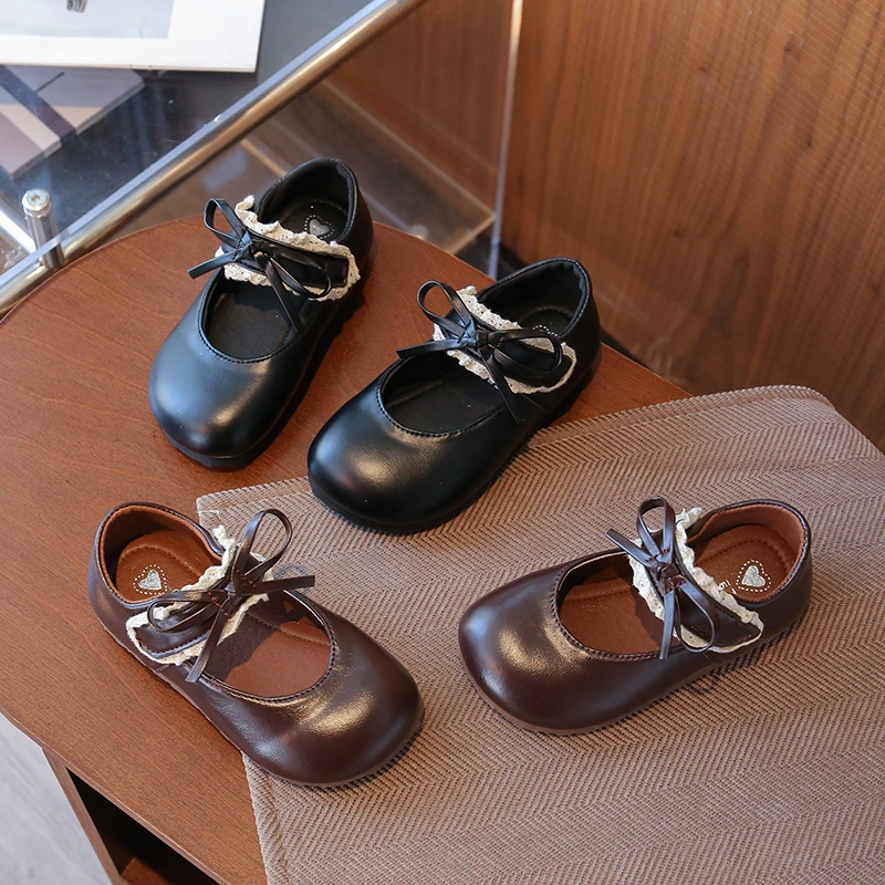 Leather Kids Ballet Flats Shoes for Girls