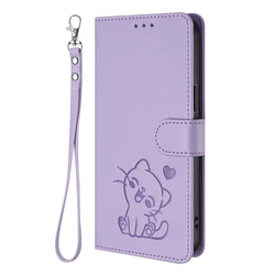 3D Cute Cat Flip Leather Phone Case - Stylish and Protective Cover in Multiple Colors for Blackview Wave 8C (Light purple)