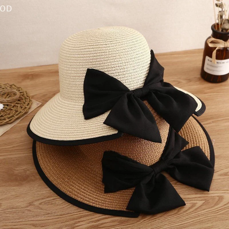 Outdoor Summer Beach Sunshade Straw Hat Women's Beach Vacation Sunscreen Hat Big Brim Straw Knitted
