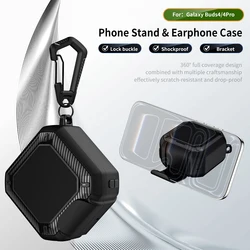 Compact Shockproof Carbon Fiber Earbuds Case with Carabiner & Security Lock - Buds 4 Pro (Black)