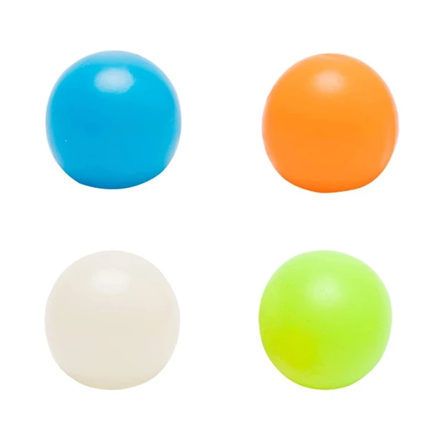 5 Pcs Glow Balls Sticky Wall Balls Stress Relief Balls Fidget Toy Ceiling Balls Glow in the Dark Decompression Squishy Dadgets 1
