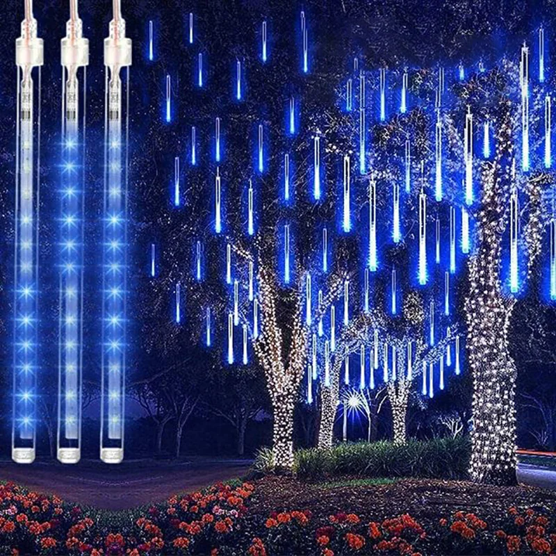 Christmas LED Meteor Shower Garland Festoon Holiday Strip Light Outdoor