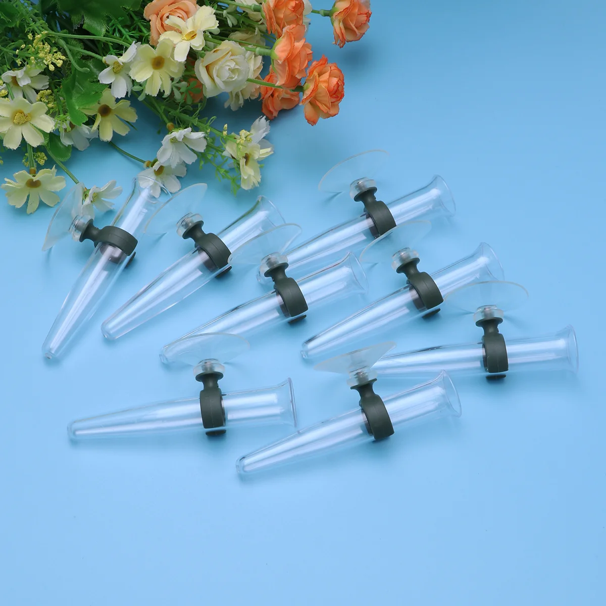 

8pcs Floral Water Tubes Flower Nutrition Tube Flower Arrangement with Suction Cup Water Storage Pipe Orchid Tube Storage Pipe