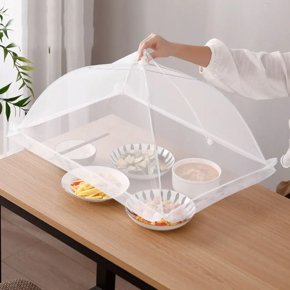 1Pc Umbrella Shape Mesh Food Cover Lace Fabric Foldable Insect Proof Protective Dish Covers