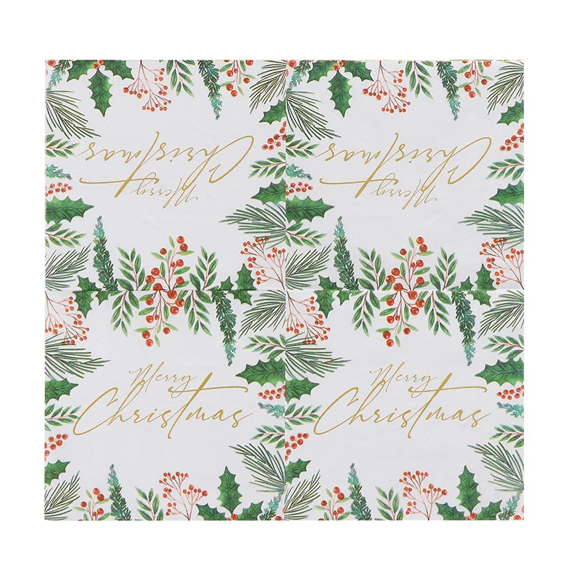 10/20 Stück 33 cm 2-lagige Frohe Weihnachten Küche Backpapier Restaurant Cocktailservietten Weihnachtsfeier Einweg-Papier-Tischsets – Detail 4