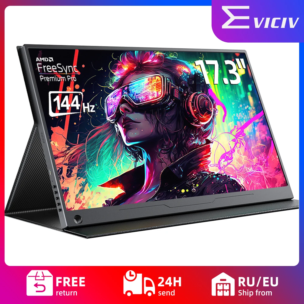 EVICIV 17.3" 144Hz Portable Gaming Monitor AMD FreeSync 1080P FHD Computer Display HDR IPS Laptop Screen Extender w/VESA & Case