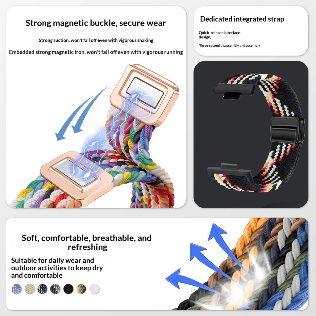 Magnetic Nylon Breathable Braided Sport Watchband Bracelet Accessories
