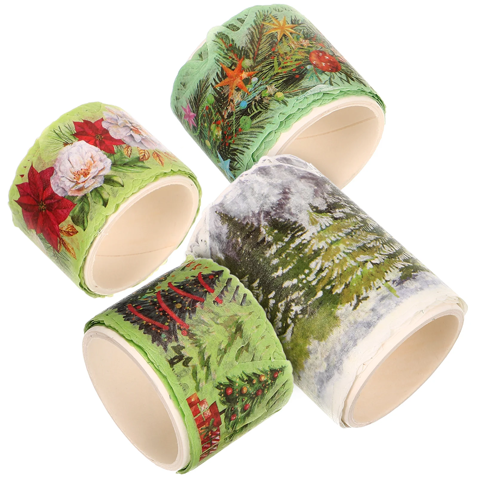 

4 Rolls Christmas Washi Tapes DIY Sto Decorative Wrapping Japanese Paper Vintage