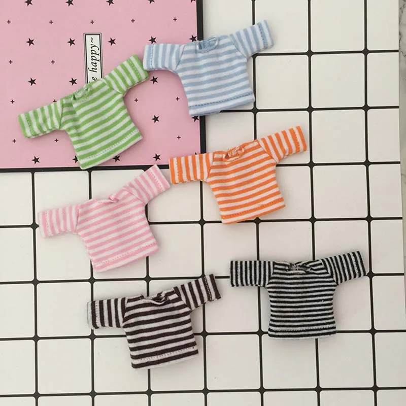 Ob11 Clothes T-shirt Long Sleeve Colorful Stripe Base Shirt For Obitsu11 GSC Molly 1/12 BJD Dolls Accessories Baby Fashion Style 5