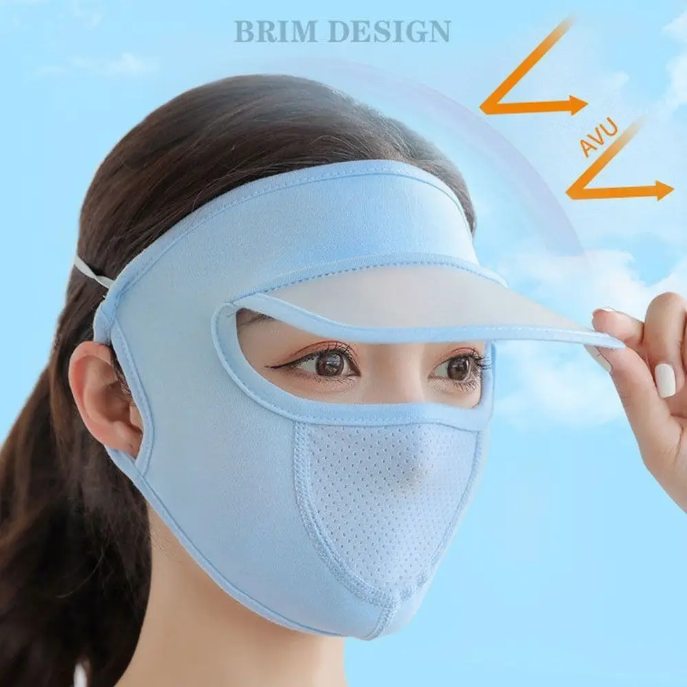 Women Ice Silk Sun Cap UV Protection Sunscreen Mask Dust-proof Outdoor Sports Hat Summer