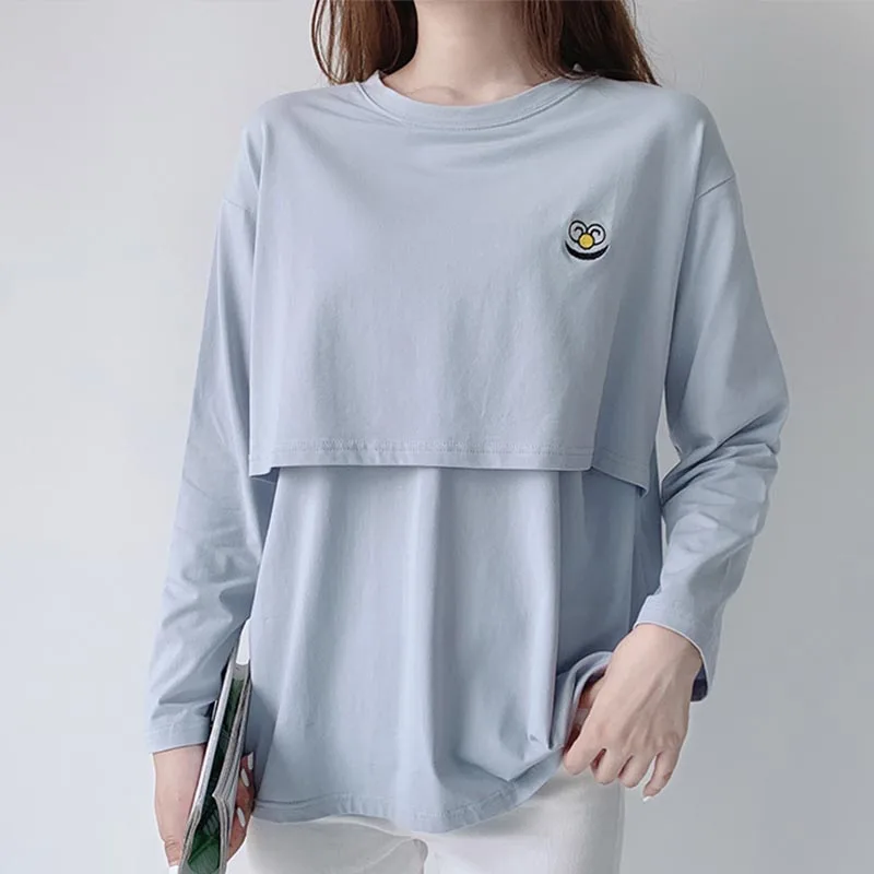 Pregnant Women Nursing T Shirt Maternity Summer Short Sleeve Crew Neck Tees Cotton Lactation Top For Breastfeeding Shirt Casual 4