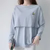 Pregnant Women Nursing T Shirt Maternity Summer Short Sleeve Crew Neck Tees Cotton Lactation Top For Breastfeeding Shirt Casual 4