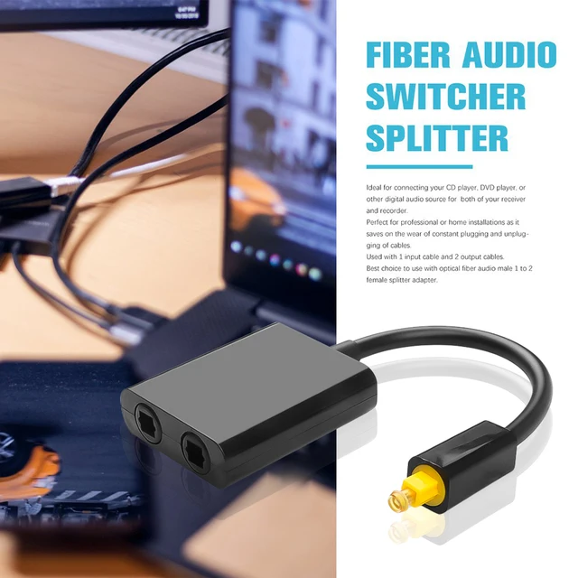 Toslink Splitter 1 in 2 Out Optical Audio Splitter Cable Digital Optical Cable SPDIF Optical Audio Distributor For Multimedia 2