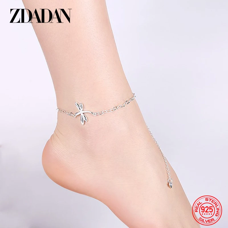 925 Sterling Silver Dragonfly Adjustable Chain Anklet For Women Fashion Jewelry anklet bracelets silver anklets ankle chain