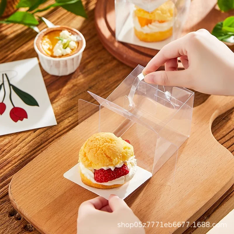 50pcs Transparent Cake Boxes with Handles, Plastic Cupcake and Chocolate Gift Boxes, Mi... - SKU TCBH1052 - UGI Packaging