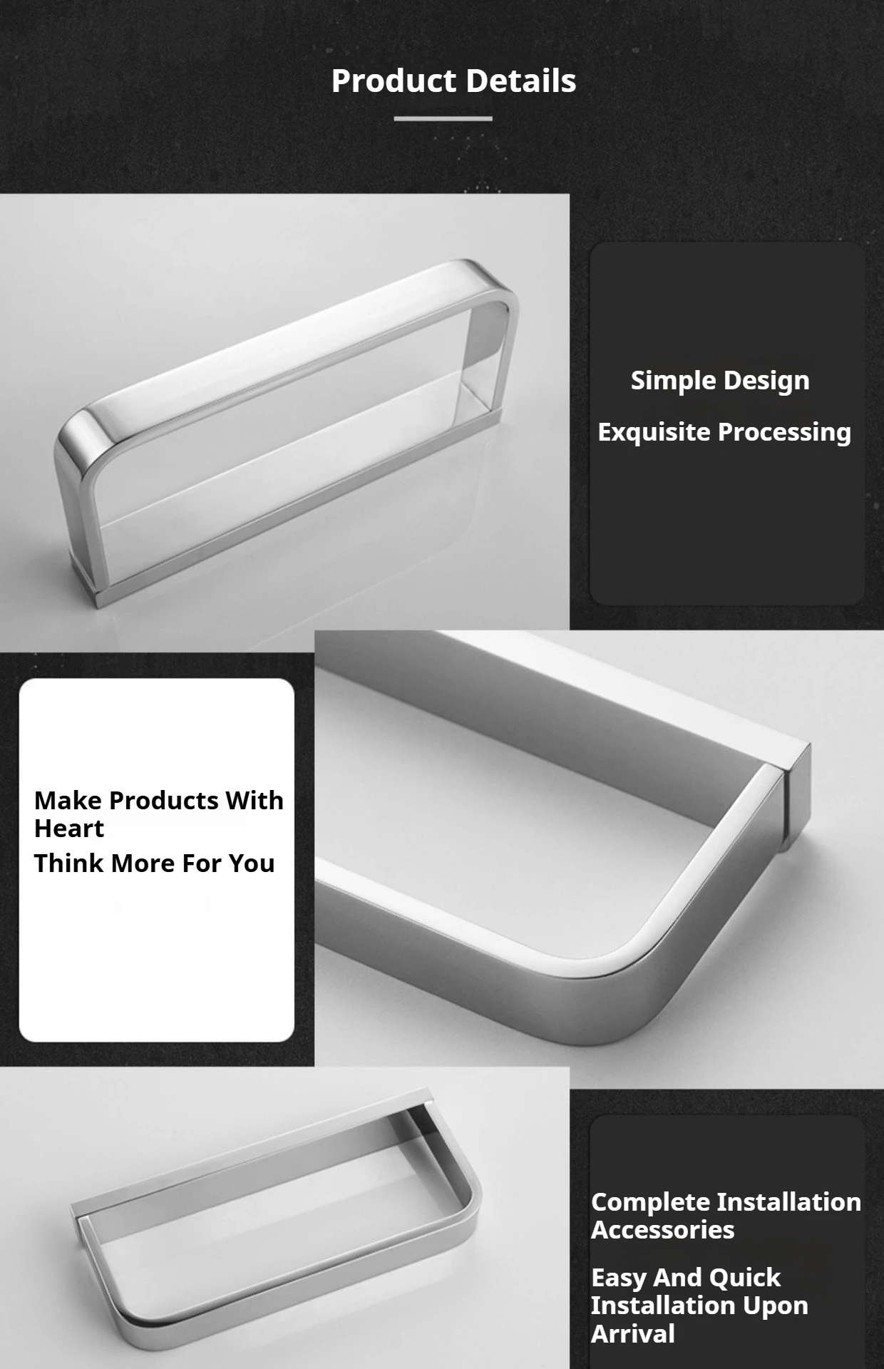 Description Picture 5 of itemModern Minimalist Design Brass Chrome Plated Bathroom Towel Ring Bathroom Hardware Accessories Perforated Installation Towel Bar