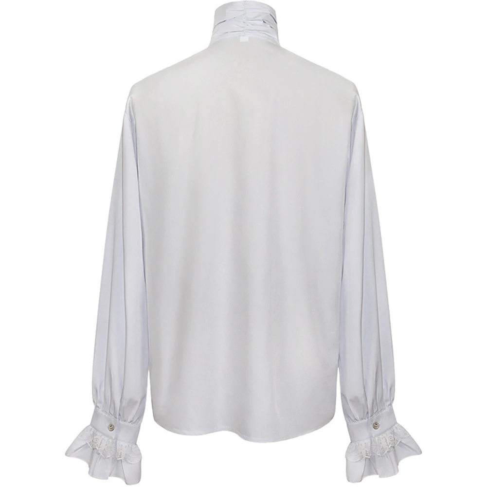 New Men's Stand Collar Shirts Vintage Vampire Victorian Renaissance Gothic Ruffled Medieval Shirt And Blouse Tops Men Clothes