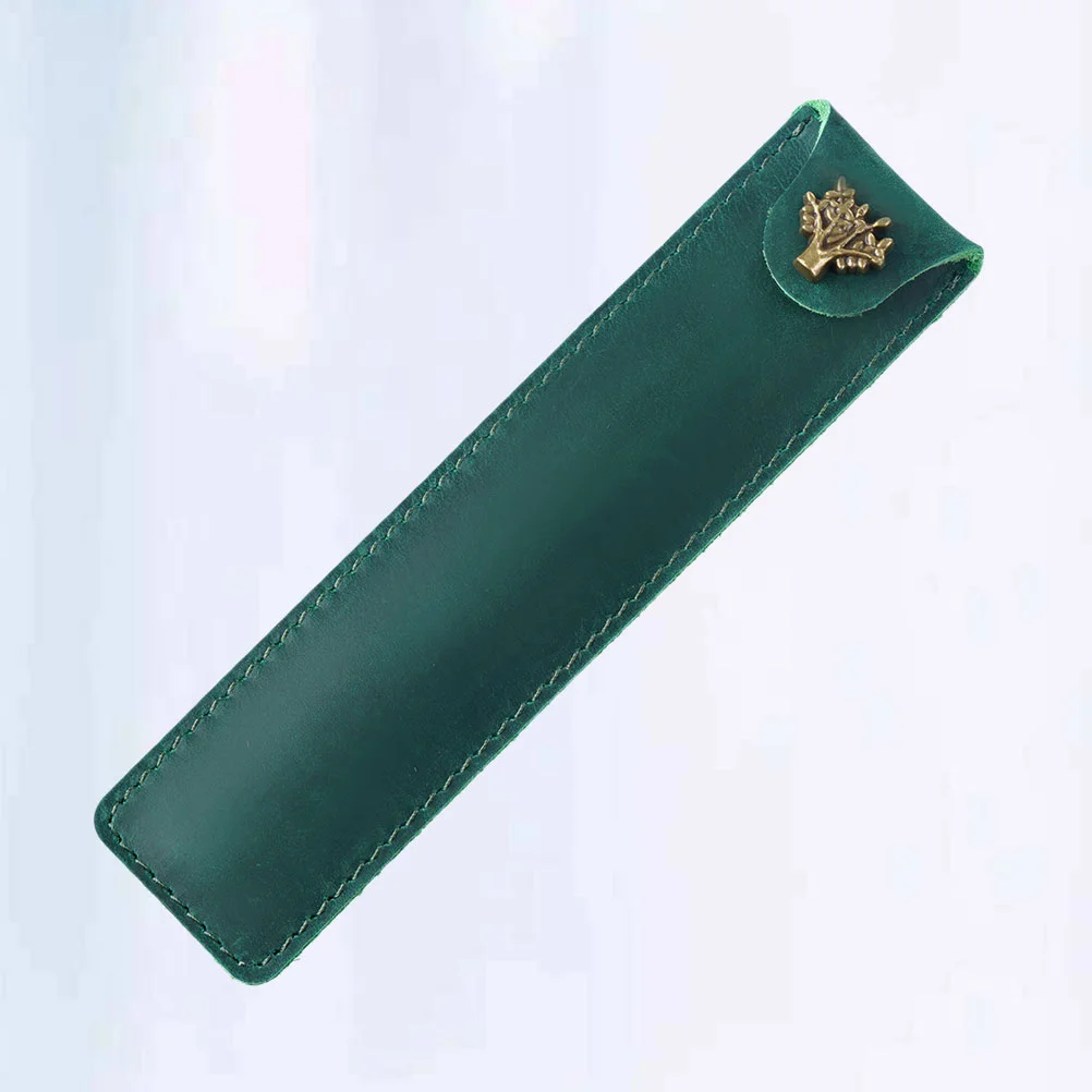

Luxury Genuine Leather Pen Pouch Holder Single Pencil Bag Pen Case with Snap Button for Rollerball Fountain Ballpoint Pen