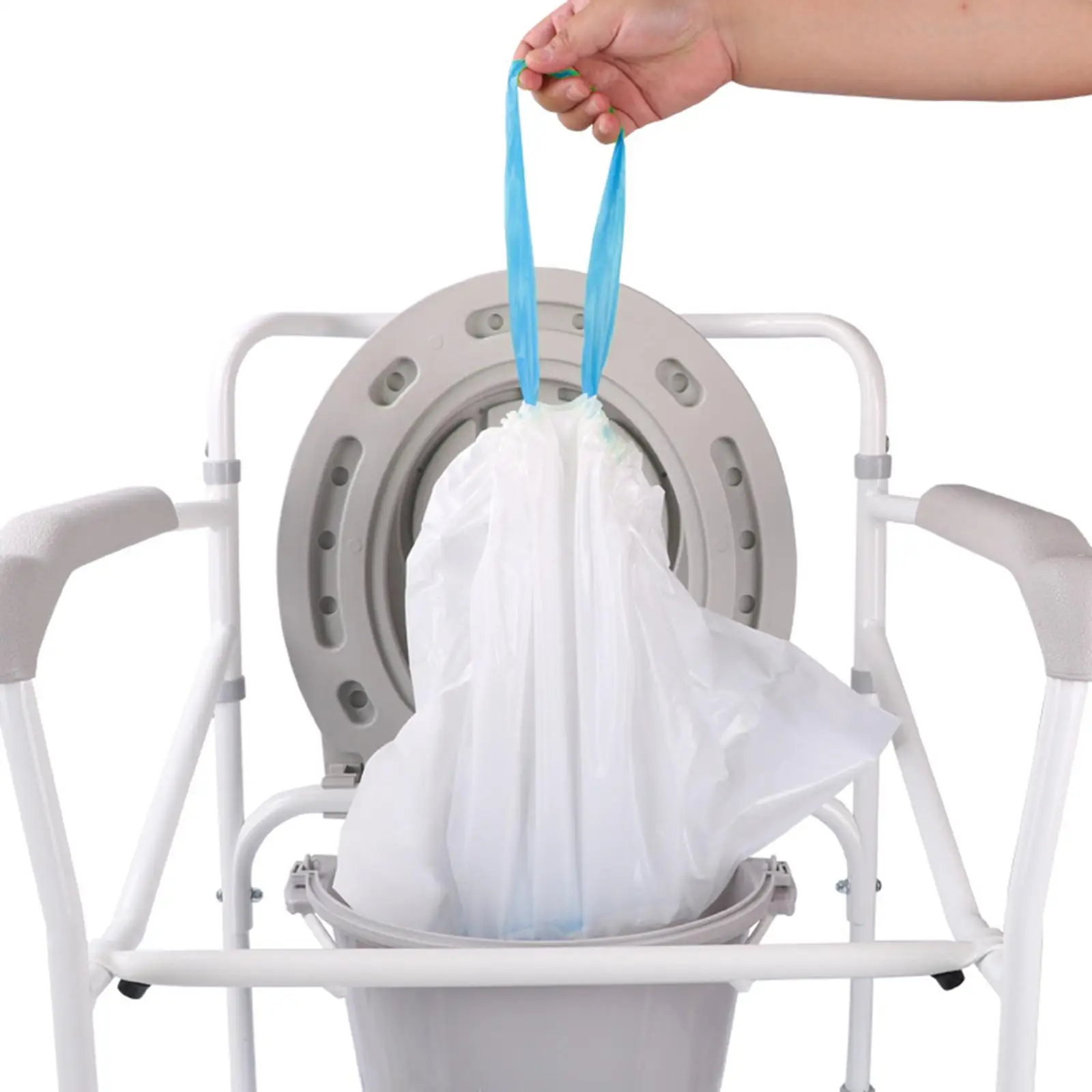 Bedside Commode Liners Toilet Seat Bags Drawstring Bag with Absorbent Pad Strong