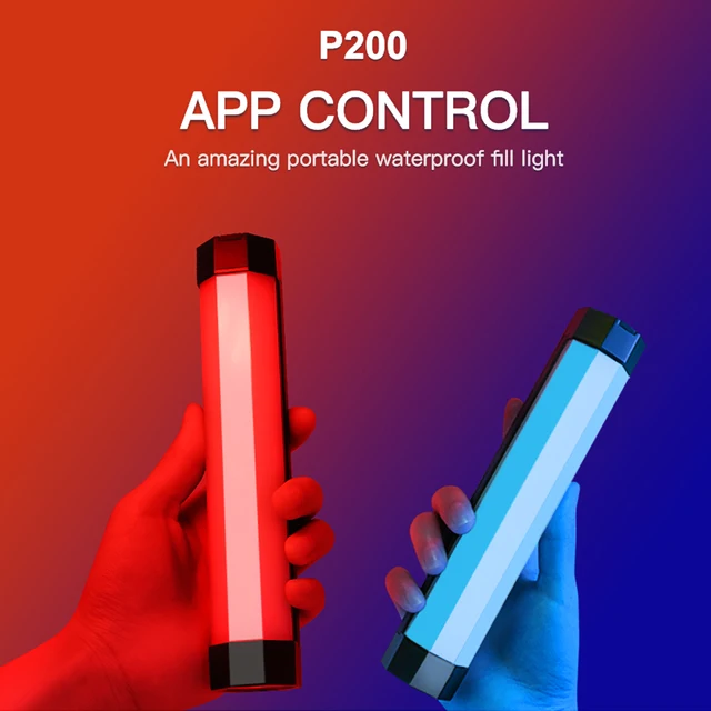 LUXCEO P200 IP67 Rainproof RGB Tube Built-in Battery ; Magnet With APP Control LED Video Light For Studio Photo Product Lighting