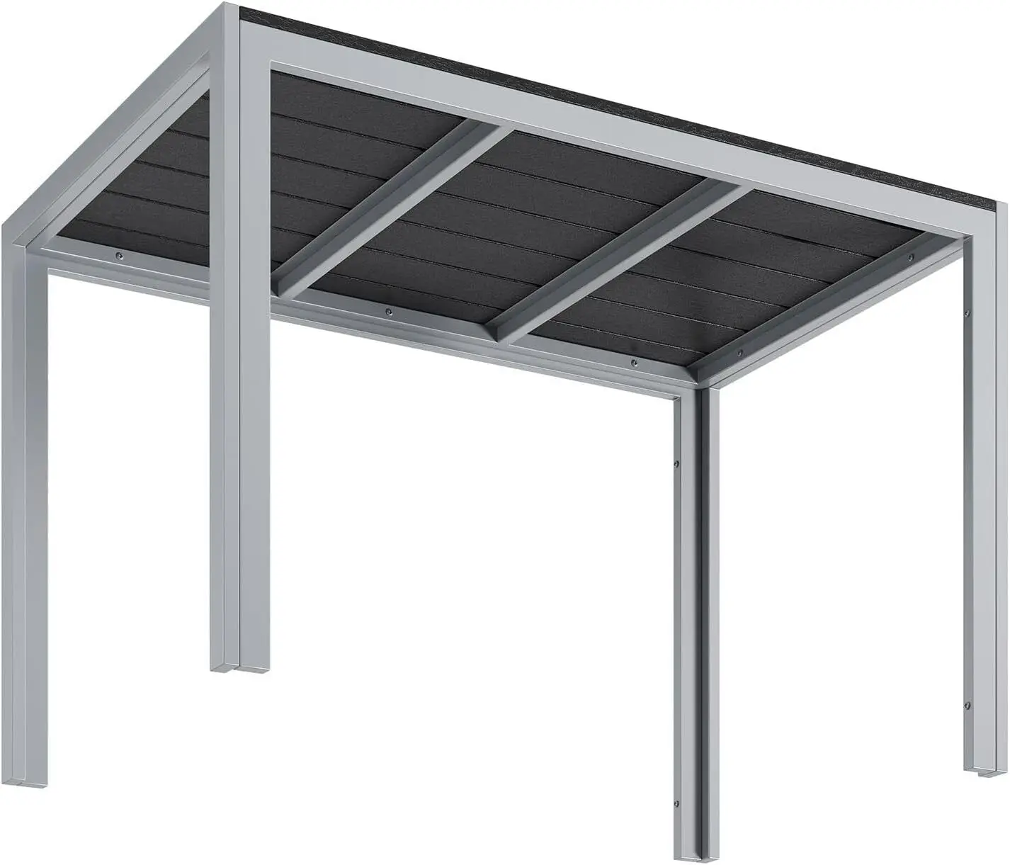 Aluminum Outdoor Dining Table, Patio Metal Slatted Table, Weather Resistant 110x70x73cm Large Rectangular, Yard, Garden, Porch