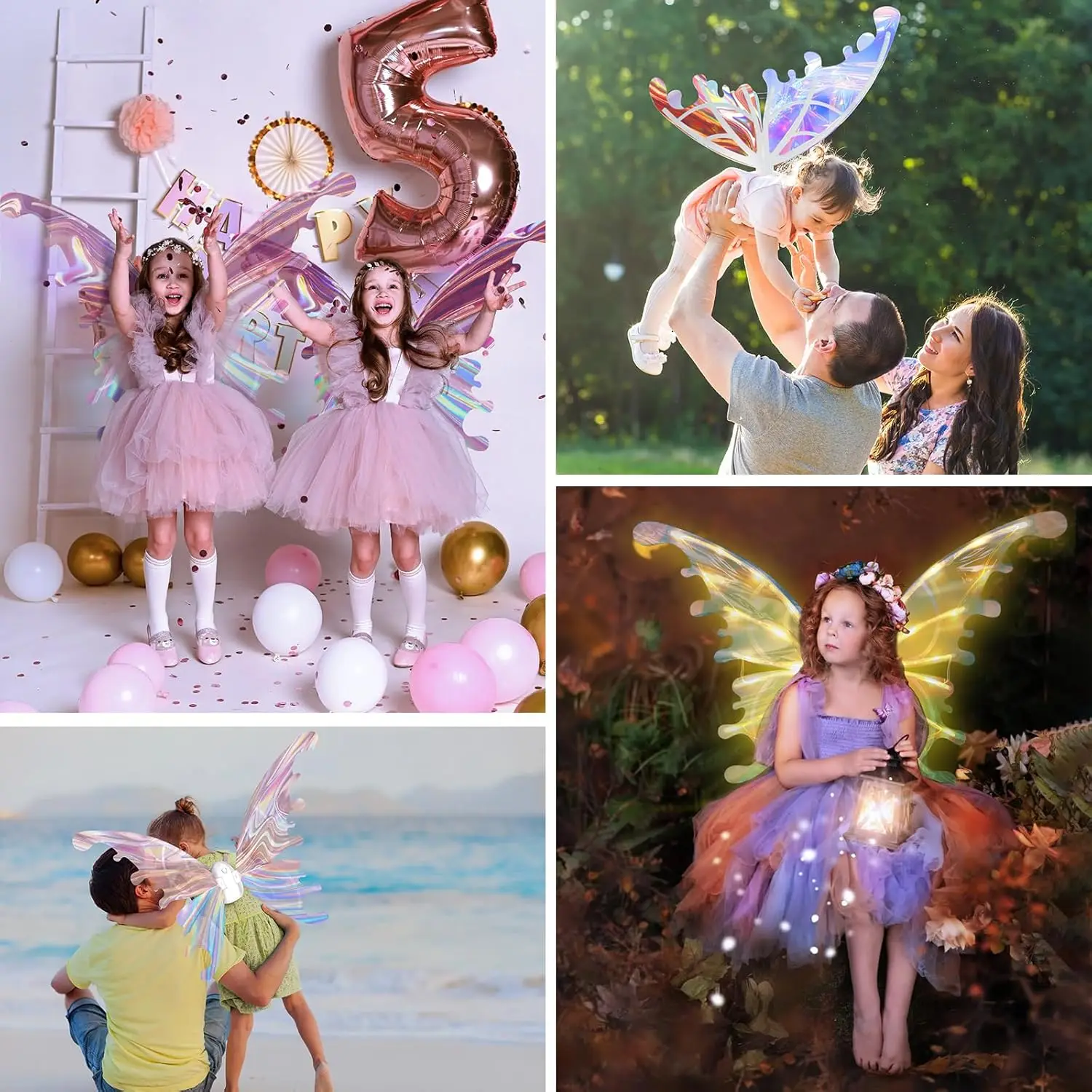 Electric Fairy Wings for Girls Birthday Christmas Party Costume Princess Cosplay Dress Up Gift Butterfly Wings Toy for Kids