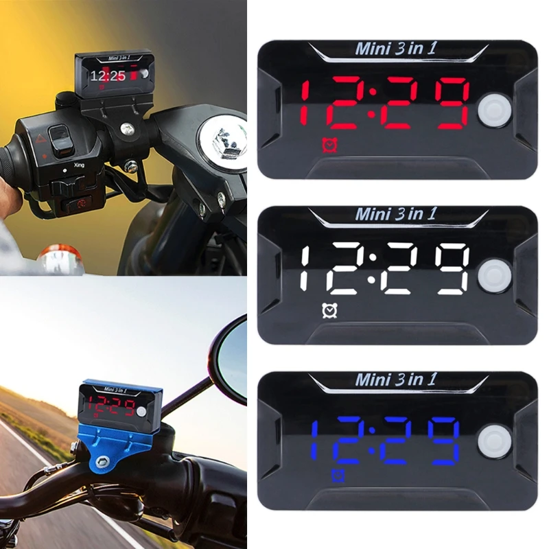 Kaufe 3In1 Motorrad Auto Digital Time Clock Thermometer Voltmeter