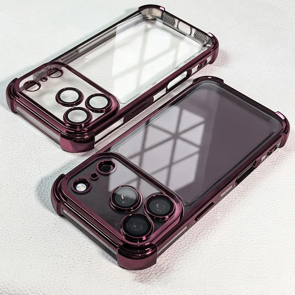 Premium Shockproof Transparent Phone Case with Luxury Plating Finish