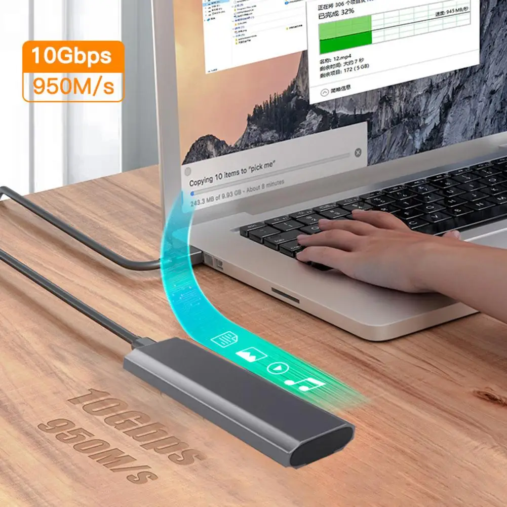 M2 NVMe SSD Case 10Gbps HDD Box M.2 NVME SSD To USB 3.1 Enclosure USB To Type-C Cable For M.2 2230 2260 2280