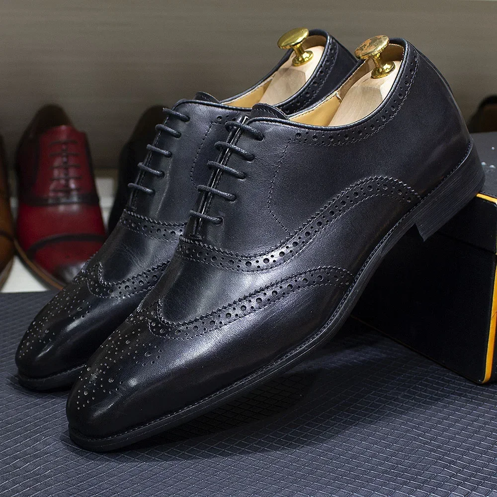 Scarpe Uomo Oxfords In Pelle Verniciata - Classiche, Stringate, Brogues, Derbys - Taglie Asiatiche (Consigliato Prendere Più Grande)