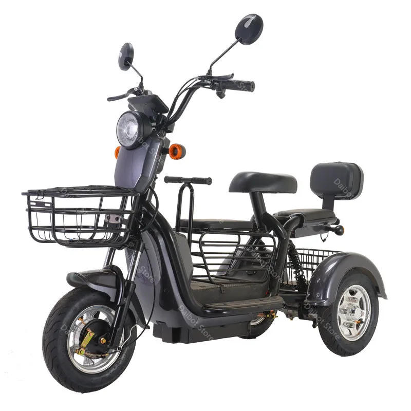 Triciclo Elettrico Genitore-Figlio Per Adulti 2 3 Posti Dual Drive Potente Scooter Per Mobilità A 3 Ruote 48V 800W Con Indicatori Di Direzione
