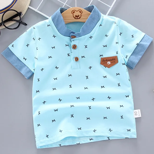 2022 Summer Baby Boys Polo Shirts Short Sleeve Anchor Lapel Clothes for Girls Odell Cotton Breathable Kids Tops Outwear 12M-5Y L