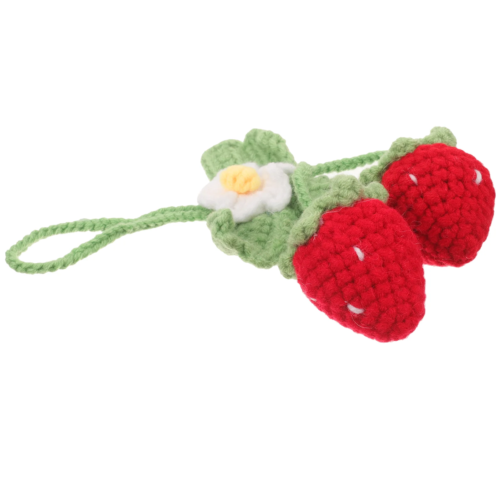 

Car Ornaments Crochet Strawberry Hanging Decor Strawberries Mirror Pendant Knitted Cotton Linen Accessories for Women Interior