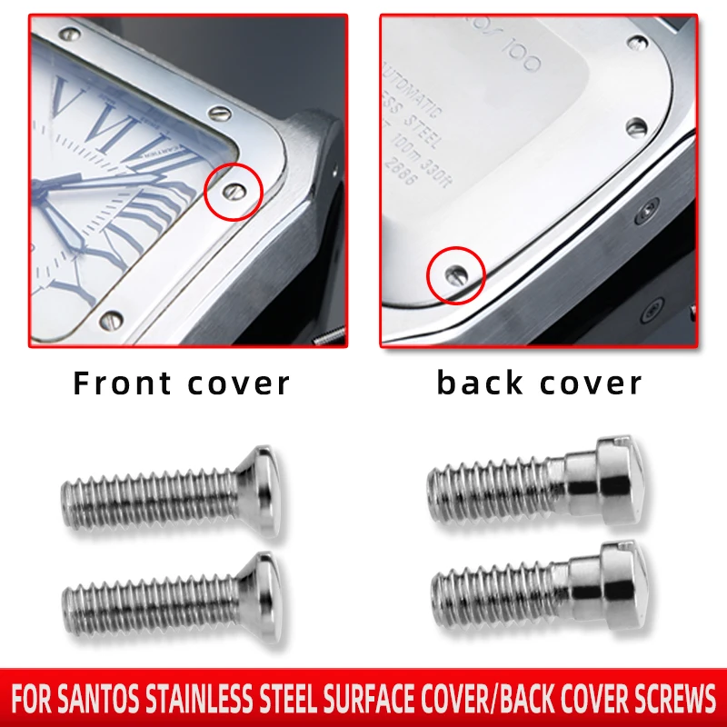 Cartier Santos Watch Case Replacement Screws - Front & Back Cover Repair Parts