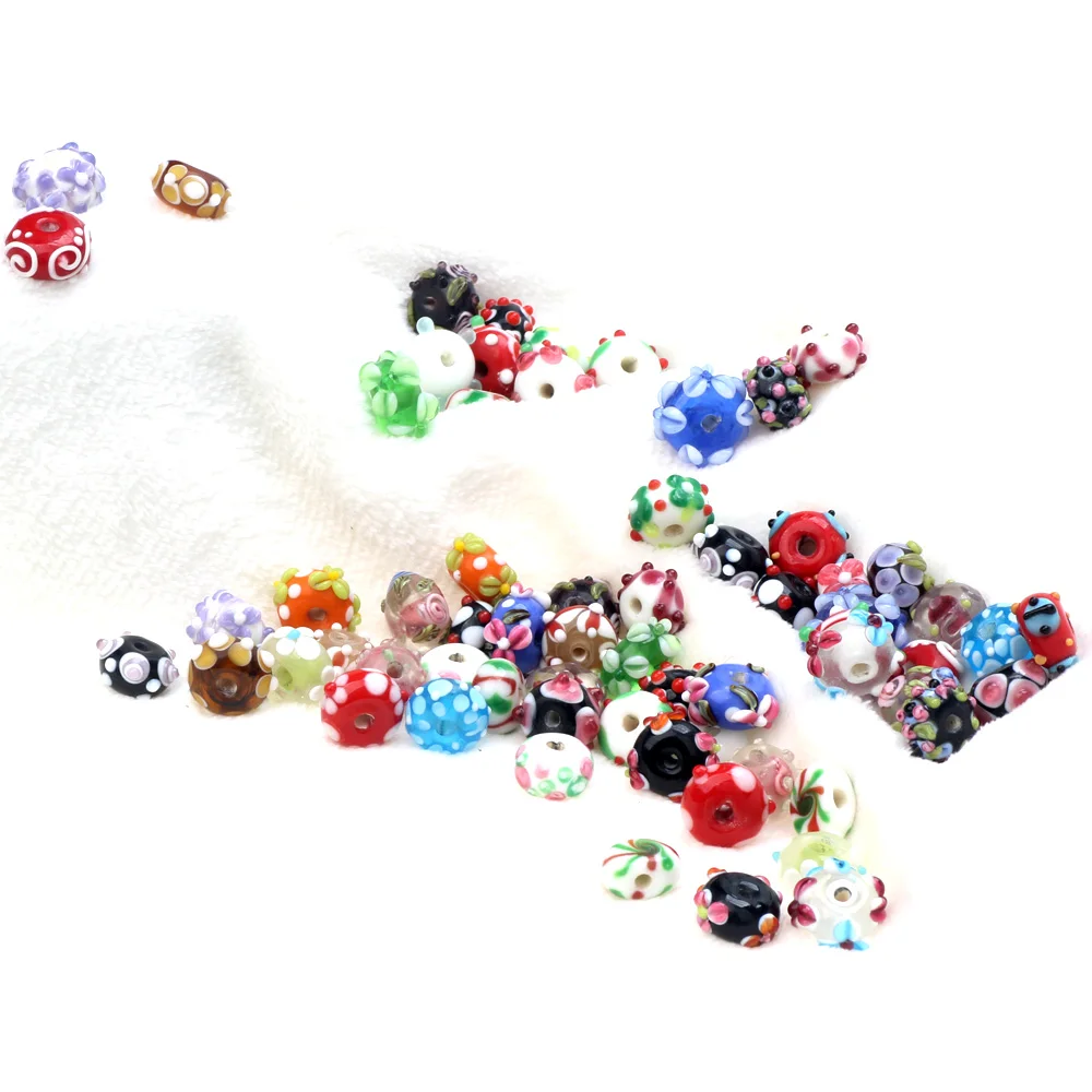 Vintage Floral Handmade Lampwork Glass Beads