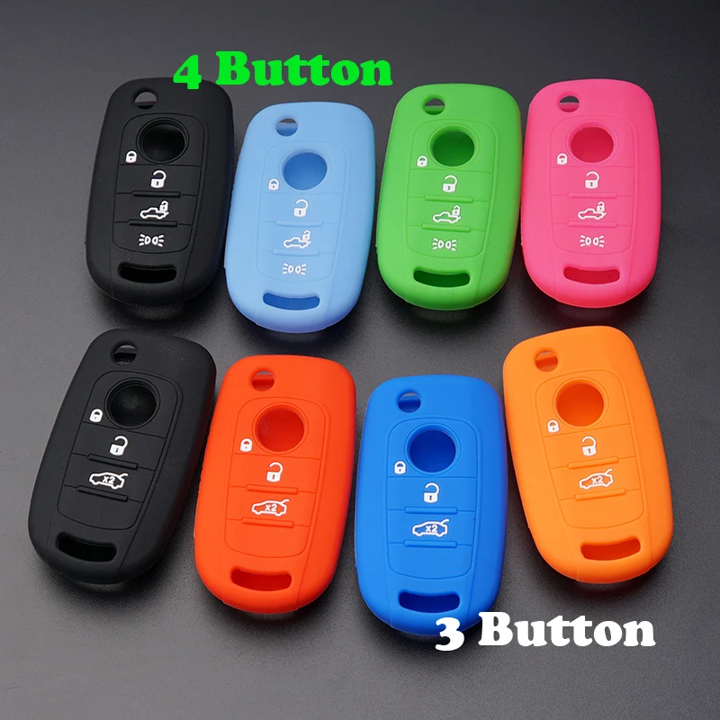 Silicone key FOB Shell Cover Case Protect skin holder For FIAT TIPO Toro 500X nuovo grazie Remote keyless 3 4 button accessories key case cover car key shell