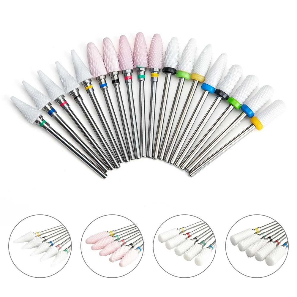 Diamond Ceramic Carbide Nail Drill Bit Rotate Burr Milling Nail Cutter Bits For Manicure Pedicure Tool Electric Drill Machine 2